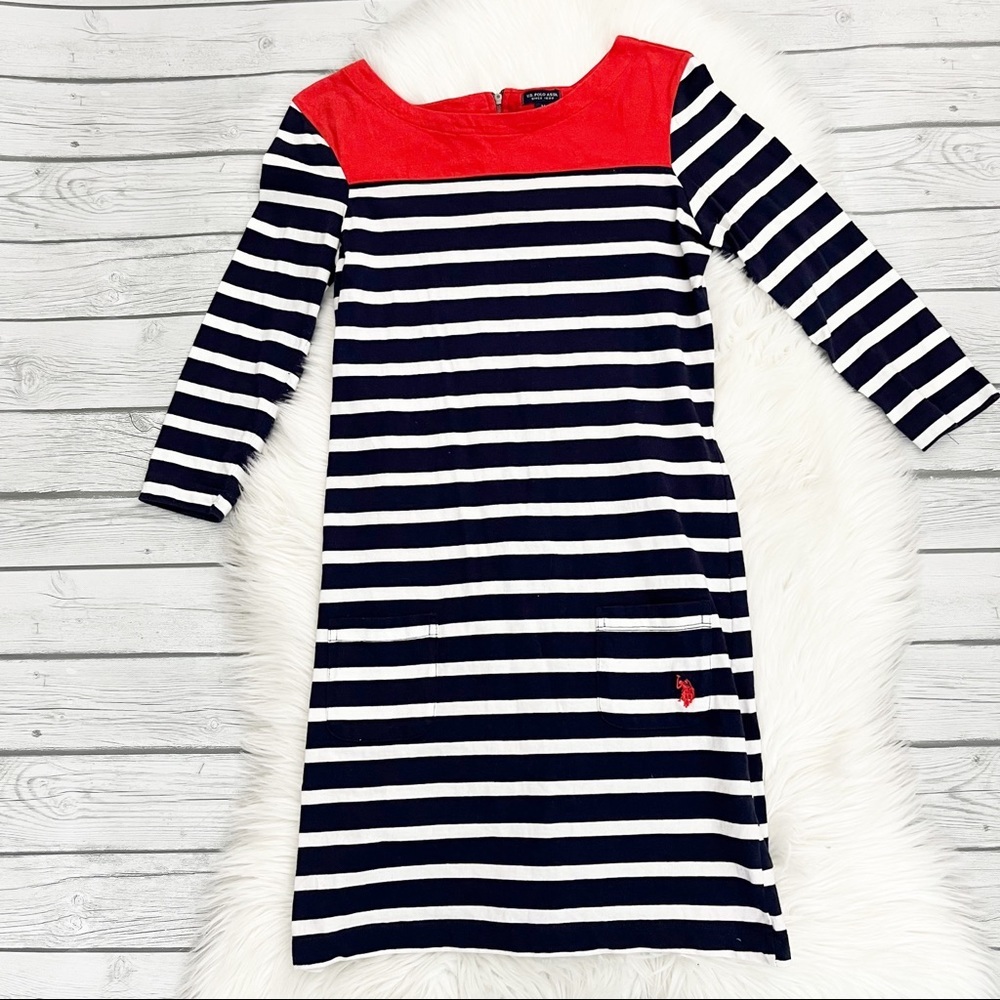U.S Polo Assn. navy striped dress size medium